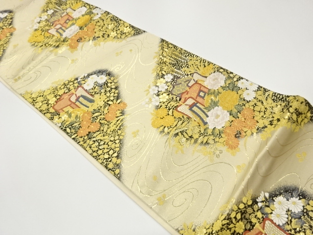 JAPANESE FUKURO OBI / WOVEN FLORAL CART